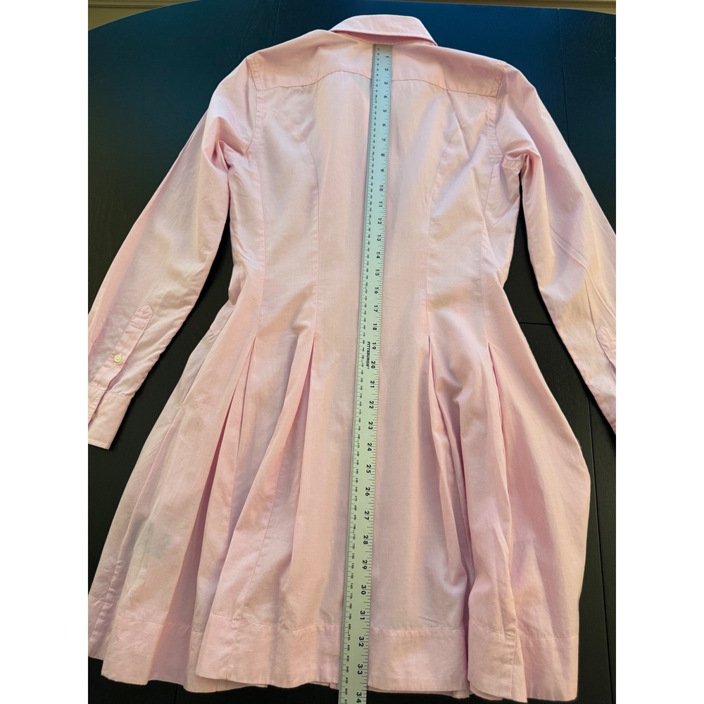 Ralph Lauren Tailored Fit Shirt Dress Womens Size 2 Pink Cotton Preppy Button-Up - Picture 14 of 14